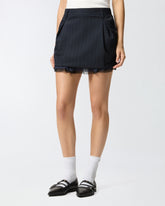 Pinstripe miniskirt with frayed hem -  | Pinko