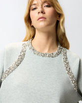 Sweatshirt with bejewelled appliqués -  | Pinko