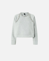 Sweatshirt with bejewelled appliqués -  | Pinko
