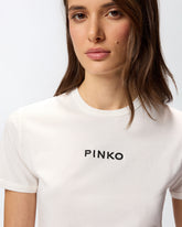 Short-sleeved T-shirt with embroidered logo -  | Pinko