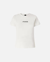 Short-sleeved T-shirt with embroidered logo -  | Pinko