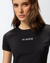 Short-sleeved T-shirt with embroidered logo -  | Pinko