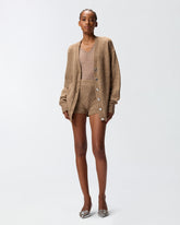 Cardigan aus Bouclé-Gewebe mit Strass -  | Pinko