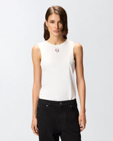 Ärmelloses T-Shirt mit Herzstickerei -  | Pinko