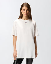 Oversized long T-shirt with print and embroidery -  | Pinko
