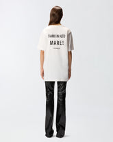 Oversized long T-shirt with print and embroidery -  | Pinko