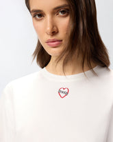 Oversized long T-shirt with print and embroidery -  | Pinko