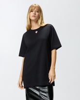Oversized long T-shirt with print and embroidery -  | Pinko