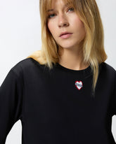 Oversized long T-shirt with print and embroidery -  | Pinko