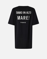 Oversized long T-shirt with print and embroidery -  | Pinko