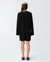 Knit dress with rhinestone-detailed neck -  | Pinko