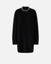 Knit dress with rhinestone-detailed neck -  | Pinko