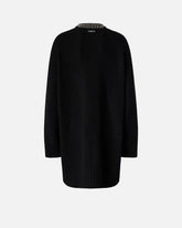 Knit dress with rhinestone-detailed neck -  | Pinko