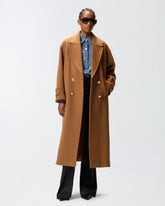 Long double-breasted wool-blend cloth coat -  | Pinko