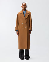 Long double-breasted wool-blend cloth coat -  | Pinko