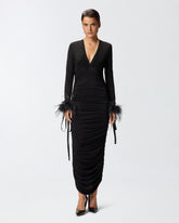 V-neck dress with draping -  | Pinko