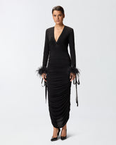 V-neck dress with draping -  | Pinko