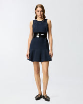 Flared sleeveless dress in patterned tweed -  | Pinko