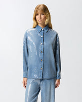 Fully sequinned denim overshirt -  | Pinko