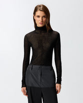 Slim-fit high-neck sweater with micro-sequins -  | Pinko