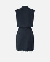 Sleeveless short dress in pinstripe poly wool -  | Pinko