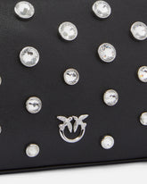 Mini Half Moon leather shoulder bag with rhinestones -  | Pinko