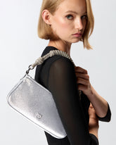 Kleine Henkeltasche Mini Half Moon aus laminiertem Leder mit Strass -  | Pinko