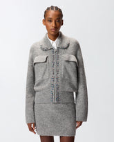 Wool-blend jacket with jewel embroidery -  | Pinko