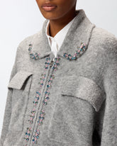 Wool-blend jacket with jewel embroidery -  | Pinko
