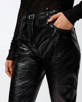 Patent-effect trousers with belt -  | Pinko