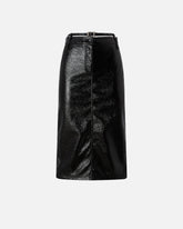 Patent-effect calf-length skirt with belt -  | Pinko