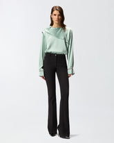 Bluse mit drapiertem Kragen und Schmuckdetails -  | Pinko