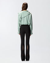 Bluse mit drapiertem Kragen und Schmuckdetails -  | Pinko