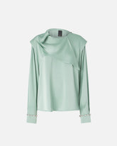 Bluse mit drapiertem Kragen und Schmuckdetails -  | Pinko