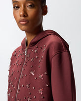 Neoprene-effect sweatshirt jacket with jewel embroidery -  | Pinko