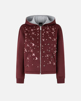 Neoprene-effect sweatshirt jacket with jewel embroidery -  | Pinko