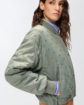 Quilted bomber jacket with rhinestones and studs -  | Pinko