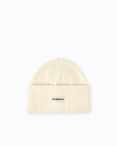 Beanie with PINKO logo lettering - White | Pinko