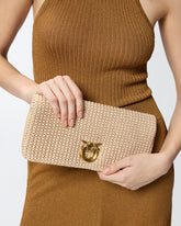 Love Bag Click Soft Horizontal Classic medium crossbody clutch in raffia -  | Pinko