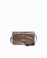 Love Bag Click Soft Horizontal small crossbody clutch in laminated snake-print leather -  | Pinko