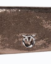 Love Bag Click Soft Horizontal small crossbody clutch in laminated snake-print leather -  | Pinko