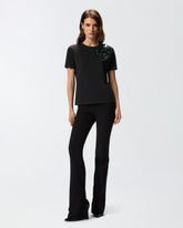 T-shirt with jewel flowers -  | Pinko