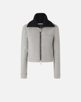 Slim-fit jacket with knit collar -  | Pinko
