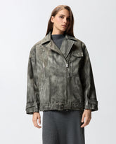 Jacke mit Trompe-l 'œil-Print in Lederoptik -  | Pinko