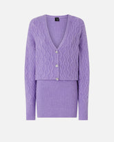 Knit mini dress with cable stitch and jewel buttons -  | Pinko