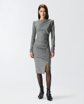 Slim-fit midi dress with draping -  | Pinko