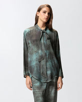 Shirt with trompe-l'œil print and sash collar -  | Pinko