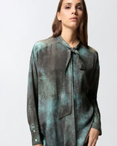 Shirt with trompe-l'œil print and sash collar -  | Pinko