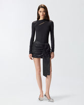 Pinstriped mini skirt with bow -  | Pinko