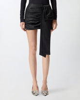 Pinstriped mini skirt with bow -  | Pinko